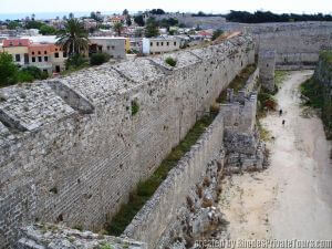 The Wall with the wide dry Moat, Rhodes Tour, Rhodes Island Tour 