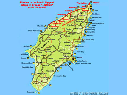 Map of Rhodes Greece, Rhodes West Coast Private Tour