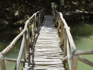 Wooden bridge in butterfly valley, Rhodes tour