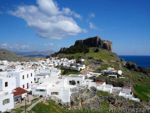 The white Village of Lindos, Rhodes cruise excursions, escorted tours of Rhodes