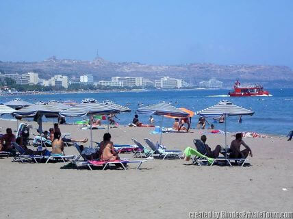 Faliraki beach, beach tours in Rhodes Greece