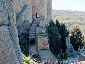 The steps lead to the ancient acropolis of Lindos, Rhodes Lindos Tour