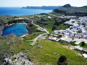 View of St Paul's Bay, Rhodes cruise excursions  