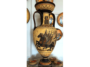 Black figure pottery art in Rhodes Island