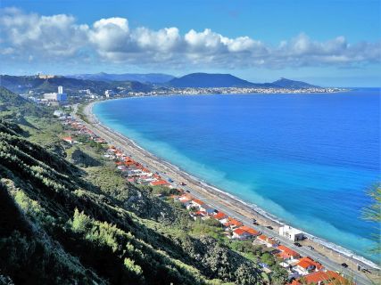 Panoramic view of the west coast of Rhodes island